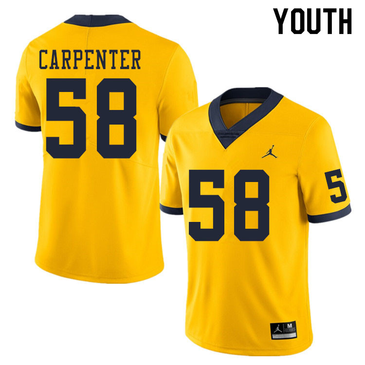 Youth #58 Zach Carpenter Michigan Wolverines College Football Jerseys Sale-Yellow